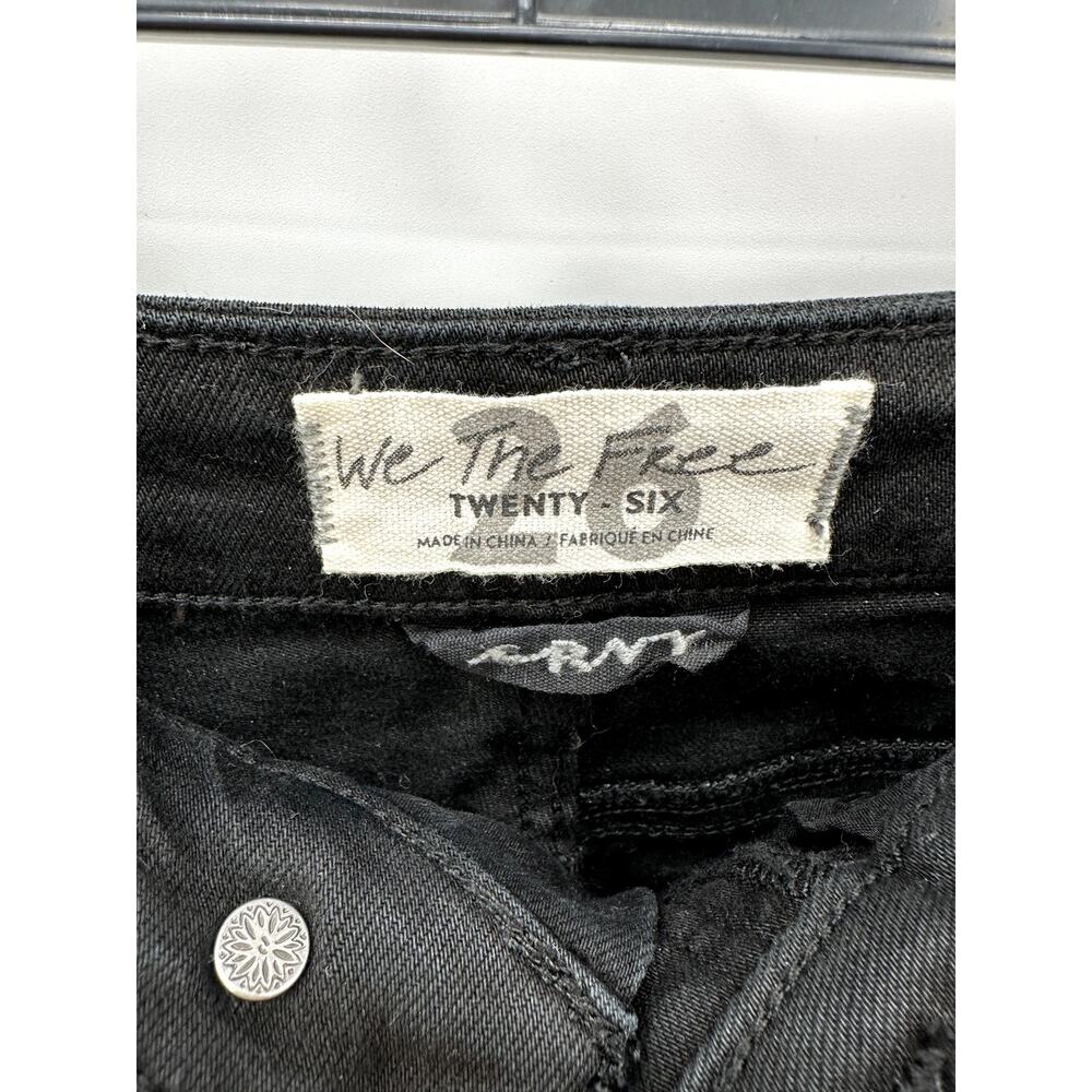 FREE PEOPLE NWT Black Denim Raw Hem Cut Off Shorts // 26 - Picture 2 of 7